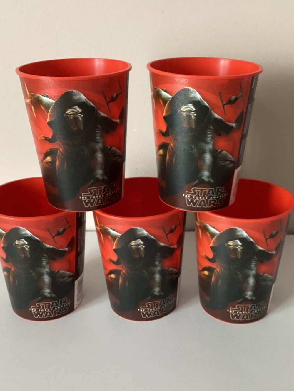 Set of 5 Star Wars Disney Reusable Plastic Party Supplies Cups Red 16 oz.